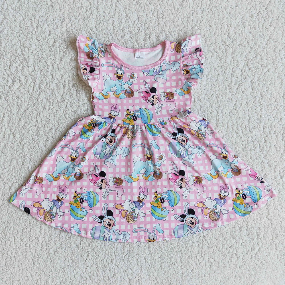 Baby Girls easter bunny cartoon flutter sleeve dresses