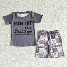 Load image into Gallery viewer, Baby boy farm life grey shorts sets
