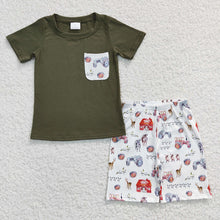 Load image into Gallery viewer, Baby Boys Farm Green Top Pocket Summer Shorts Clothes Sets
