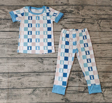 Load image into Gallery viewer, Baby Boys Blue Checkered Rabbits Short Sleeve Tops Pants Pajamas Clothes Sets
