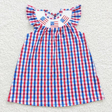 Load image into Gallery viewer, Baby Girls 4th Of July Smocked Gingham Dresses
