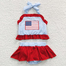 Load image into Gallery viewer, Baby Girls 4th Of July Flag 2 Pieces Swimsuits
