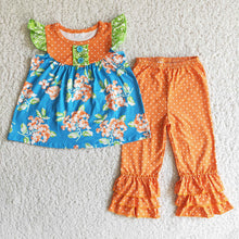 Load image into Gallery viewer, Floral fall flutter sleeve tunic ruffle pants sets
