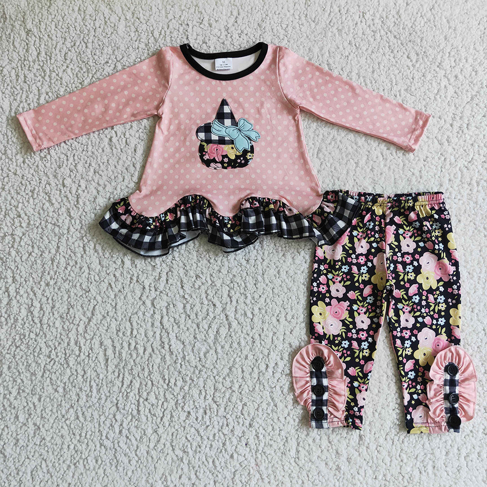 Baby girls floral Halloween hat legging pants sets