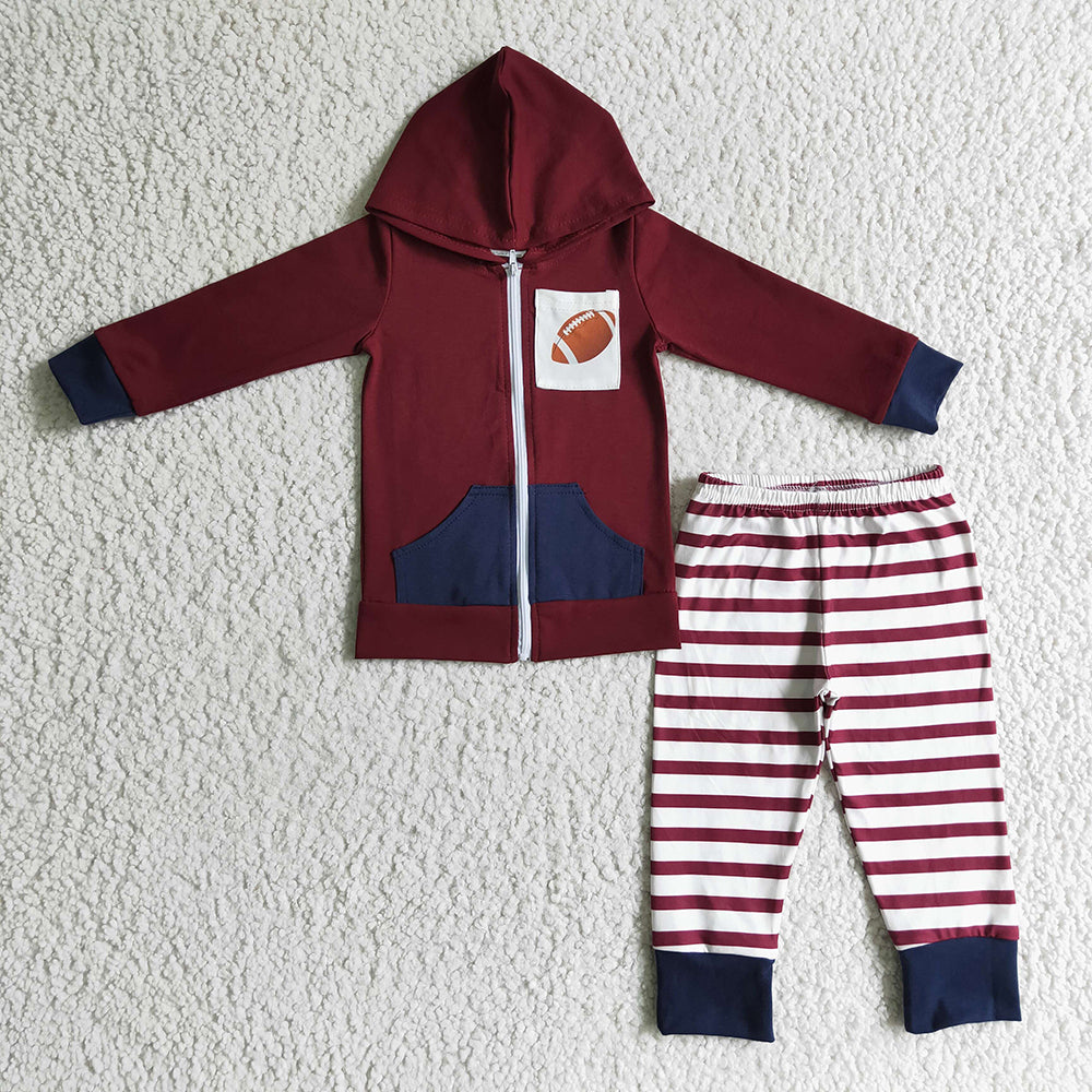 Baby boys Football hoodie top pants clothes sets