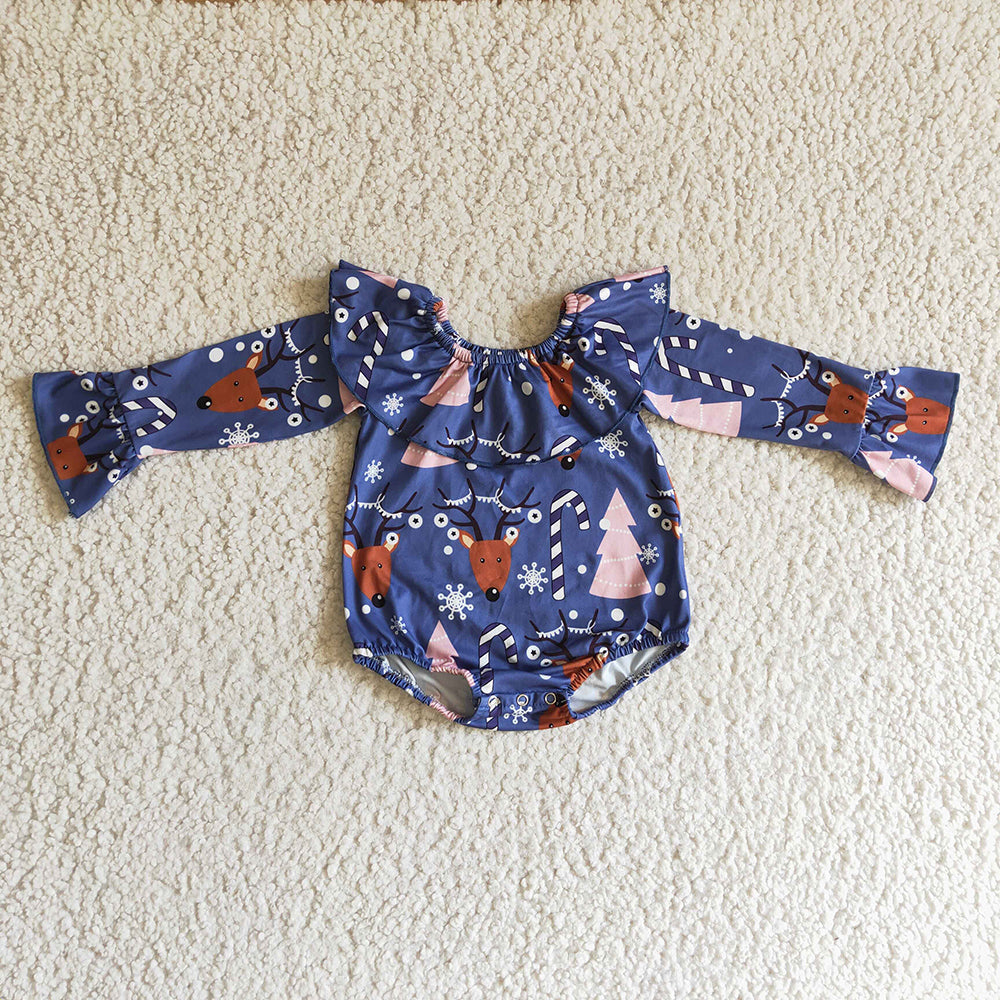 Baby girls Christmas fox ruffle rompers