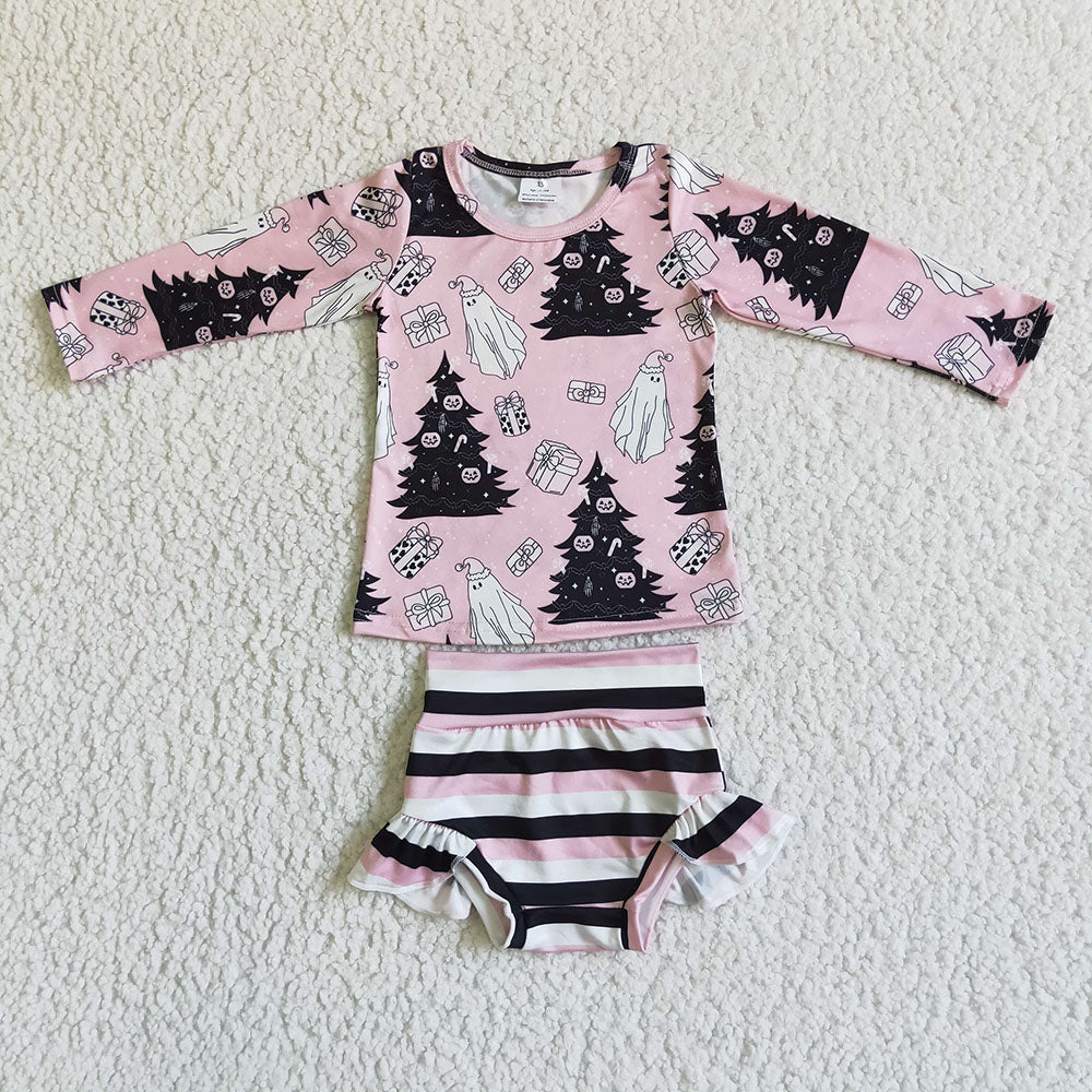 Baby girls Christmas halloween pink bummie sets