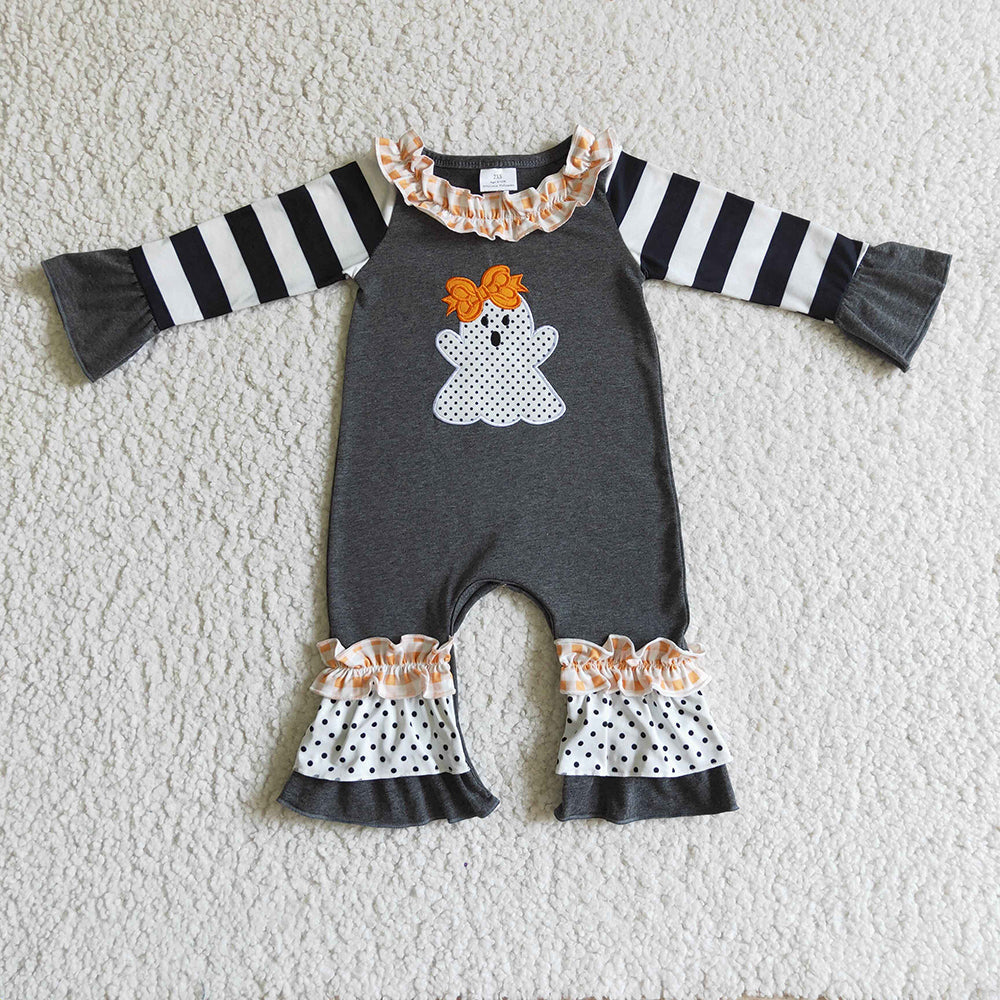 Baby girls Halloween ghost black rompers