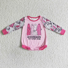 Load image into Gallery viewer, Baby girls pink Halloween ghost rompers
