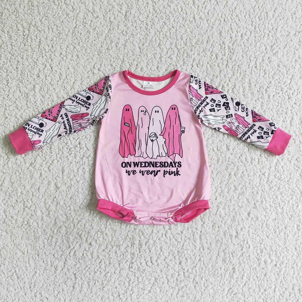 Baby girls pink Halloween ghost rompers