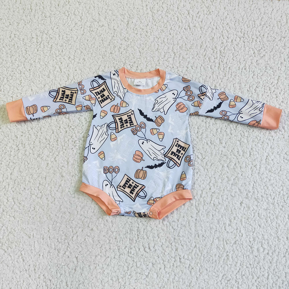 Baby girls Halloween trick or treat long sleeve rompers