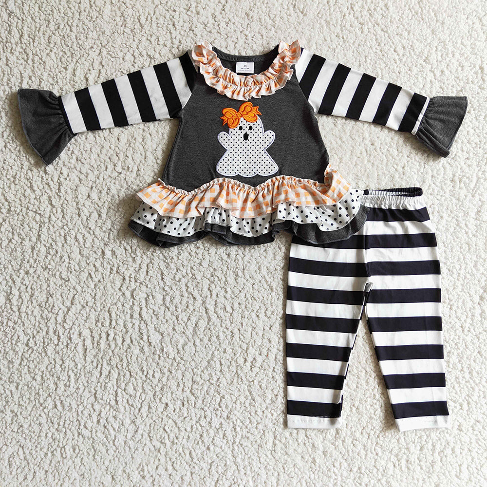 Baby girls Halloween ghost ruffle pants sets