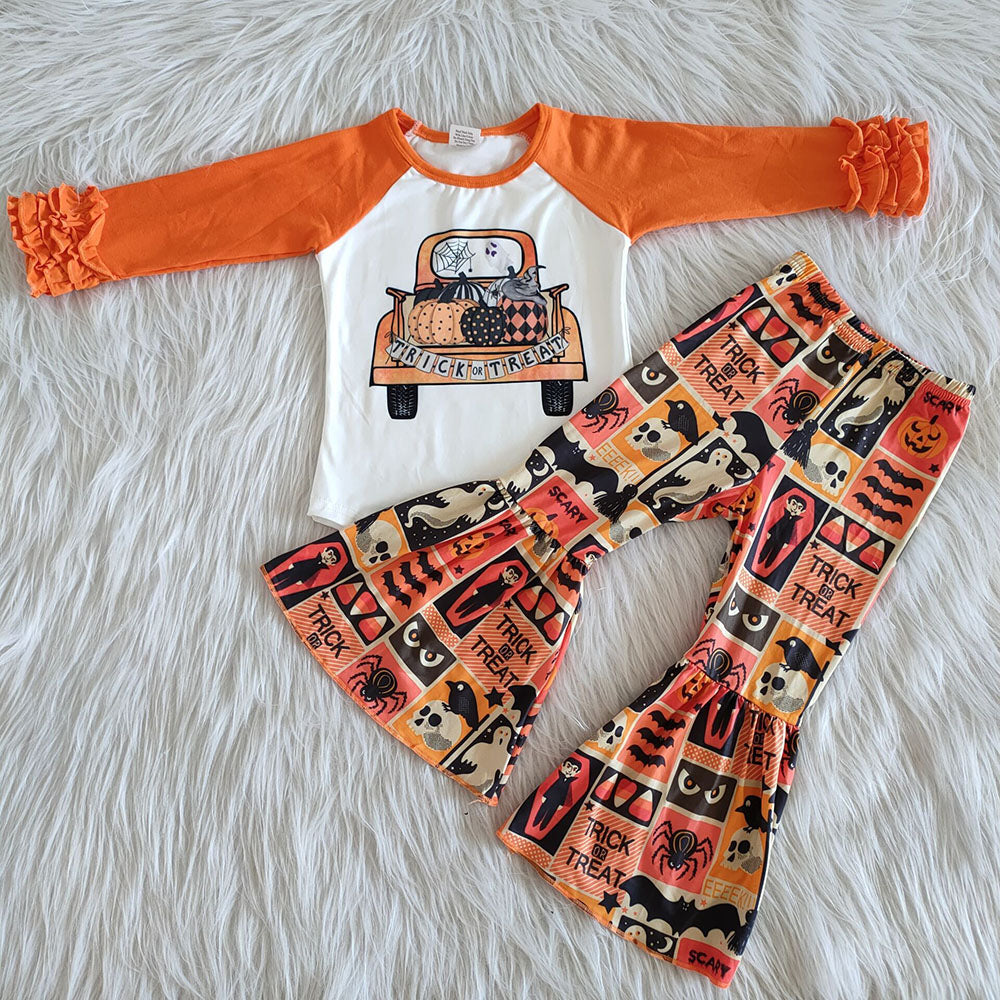 Orange Tractor pumpkin set