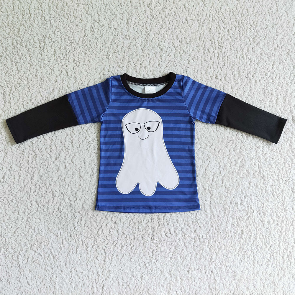 Baby kids long sleeve Halloween stripe ghost shirts