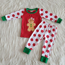 Load image into Gallery viewer, Baby Girls Christmas Gingerbread polka dots legging pants pajamas sets
