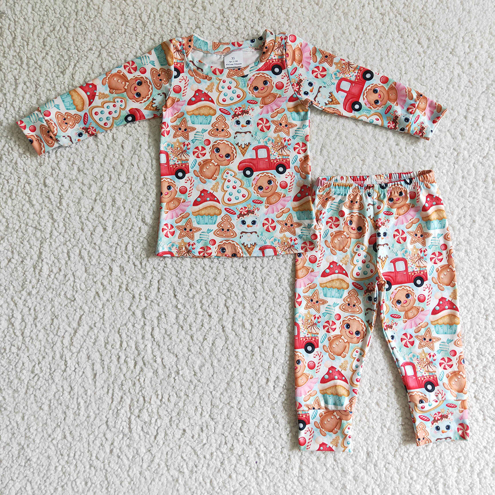 baby girls christmas gingerbread pajamas pants sets