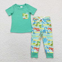 Load image into Gallery viewer, Baby Boys Mama&#39;s Boy Pocket Tee Shirt Top Dinosaurs Pants Clothes Sets

