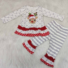 Load image into Gallery viewer, Baby girls Christmas grey deer pants clothes sets
