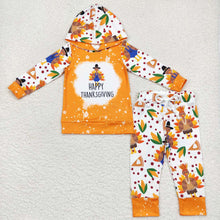 Load image into Gallery viewer, Baby Boys Thanksgiving Turkey Hoodie Top Pants Clothes Sets
