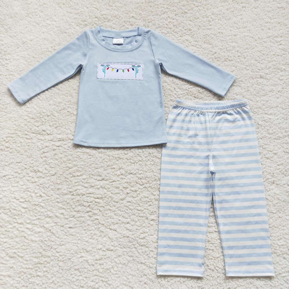 Baby Blue Christmas Blue Light Shirt Pants Pajamas Clothes Sets