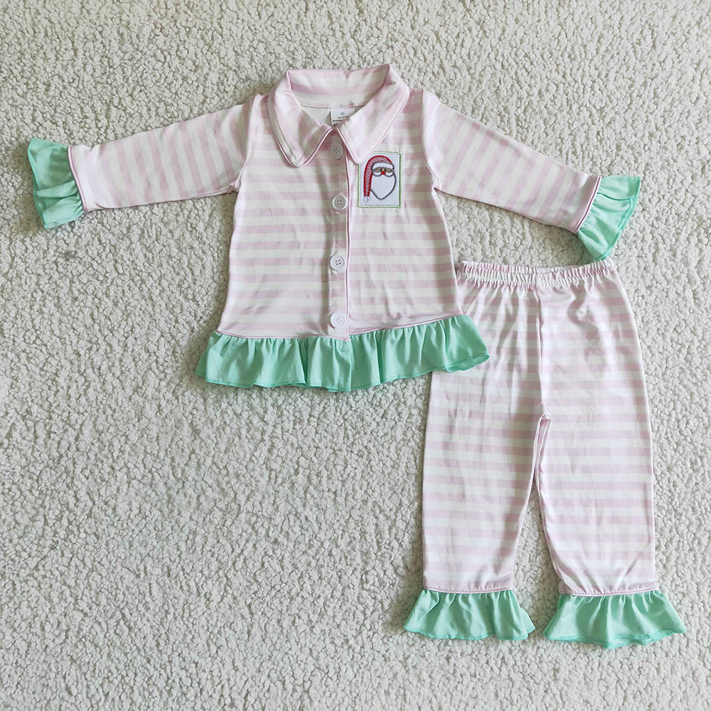Baby girls Christmas santa pink pajamas sets