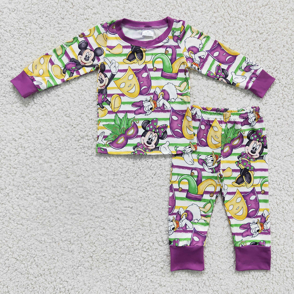 Baby Boys Mardi Gras Cartoon Pajamas clothes sets