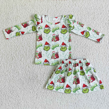 Load image into Gallery viewer, baby girls Christmas cartoon skirt 3pcs sets
