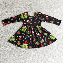 Load image into Gallery viewer, Baby girls Christmas cartoon present twirl dresses
