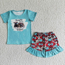Load image into Gallery viewer, Baby girls western heifer summer shorts sets
