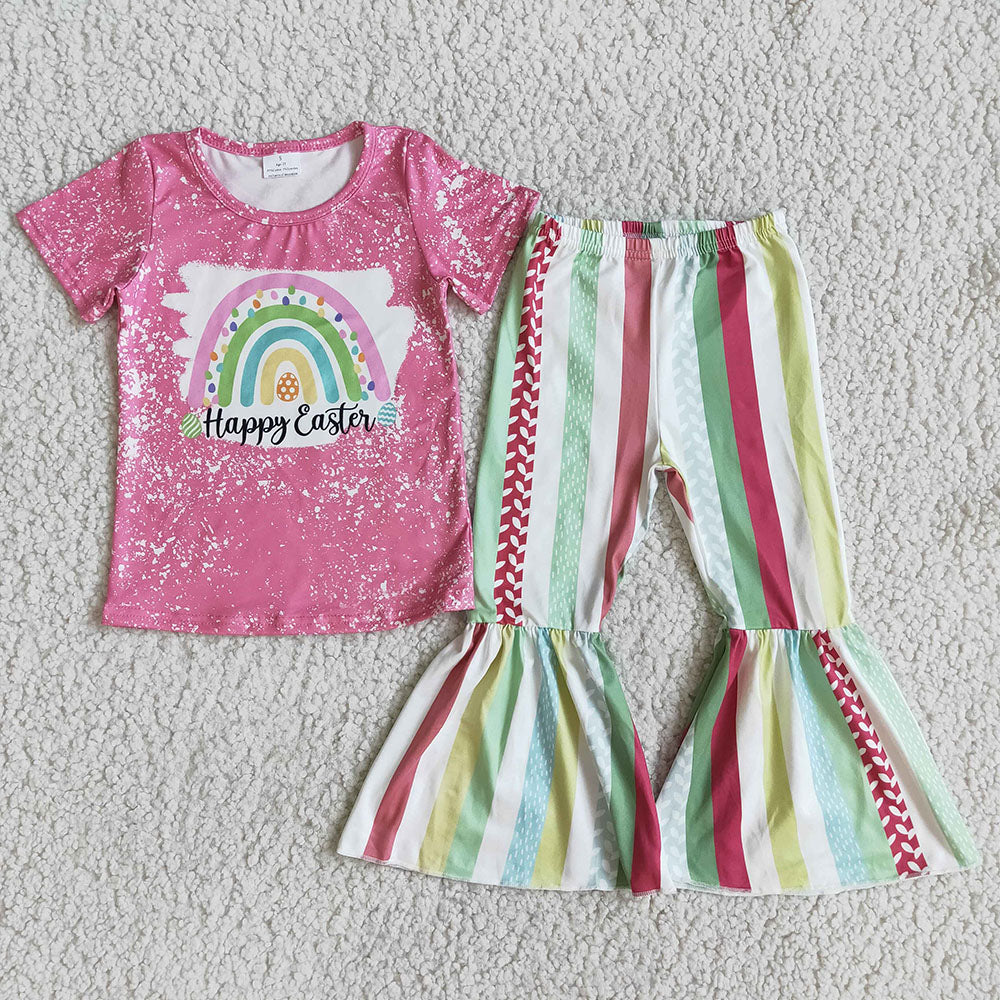 Easter Rainbow bell bottom pants sets