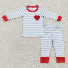 Load image into Gallery viewer, Baby Boys Valentines Heart Stripe Pajamas clothes sets
