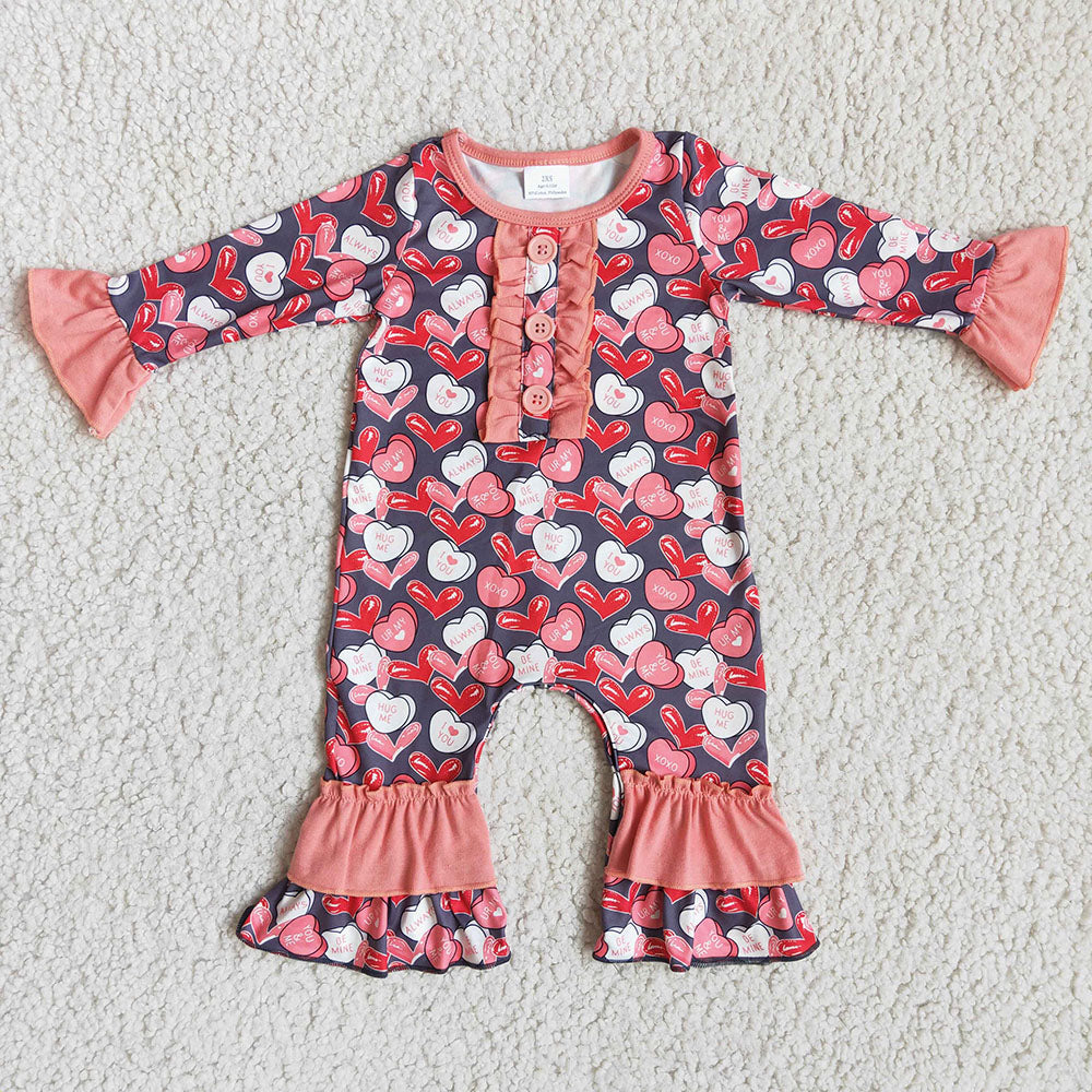 Pink heart valentines rompers