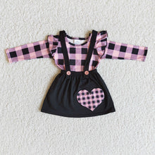 Load image into Gallery viewer, Baby girls Valentines heart suspender skirt sets
