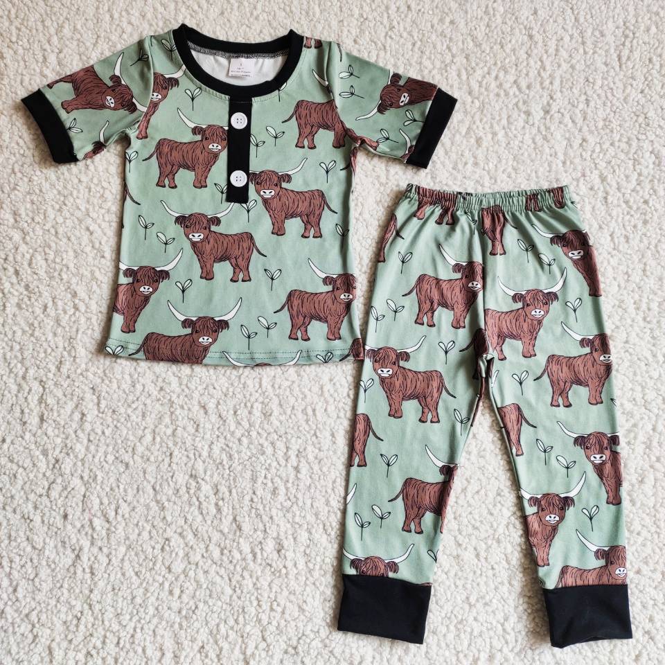 Baby boys heifer western summer pants pajamas clothing sets