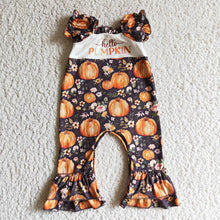 Load image into Gallery viewer, Baby girls hello pumpkin floral rompers
