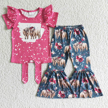 Load image into Gallery viewer, Baby Girls cute cow western heifer bell pants clothing
