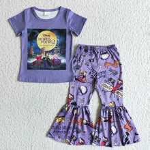 Load image into Gallery viewer, Baby girls witch purple Halloween bell pant sets
