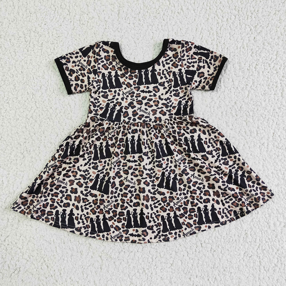 Baby girls halloween witch leopard dresses