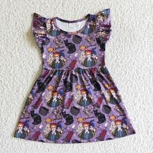 Load image into Gallery viewer, Baby girls Halloween witch flutter sleeve dresses
