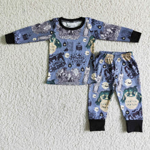 Load image into Gallery viewer, Baby kids halloween witch pajamas long sleeve pants clothes sets
