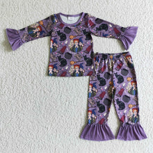 Load image into Gallery viewer, Baby girls Halloween witch ruffle pajamas pants clothes
