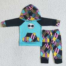 Load image into Gallery viewer, Baby Boys Hooded Patchwork Halloween fall sets
