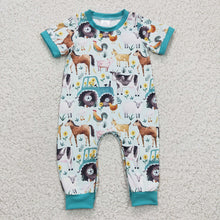 Load image into Gallery viewer, Baby Boys Short Sleeve Farm rompers
