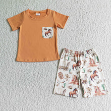 Load image into Gallery viewer, Baby boy western pocket shorts sets
