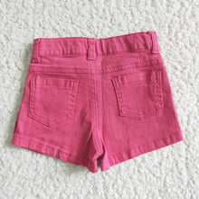 Load image into Gallery viewer, Baby Girls hotpink ruffle denim summer shorts
