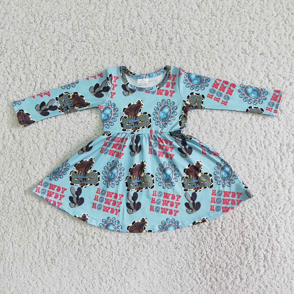 Baby Girls Howdy blue dresses