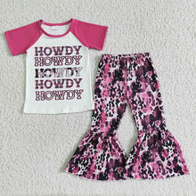 Load image into Gallery viewer, Baby girls western howdy bell pants clothing sets
