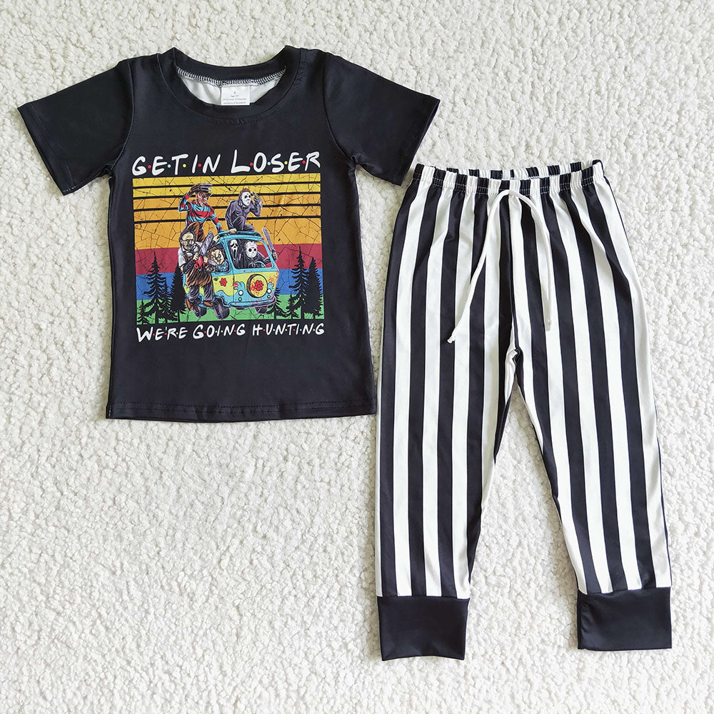 Baby boys get in loser halloween black sets