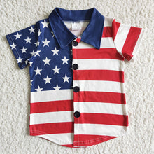 Load image into Gallery viewer, Baby Boys 4th of july star stripe shirts
