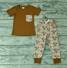 Load image into Gallery viewer, Baby Boys Cow Cactus Pocket Top Pants Clothes Sets
